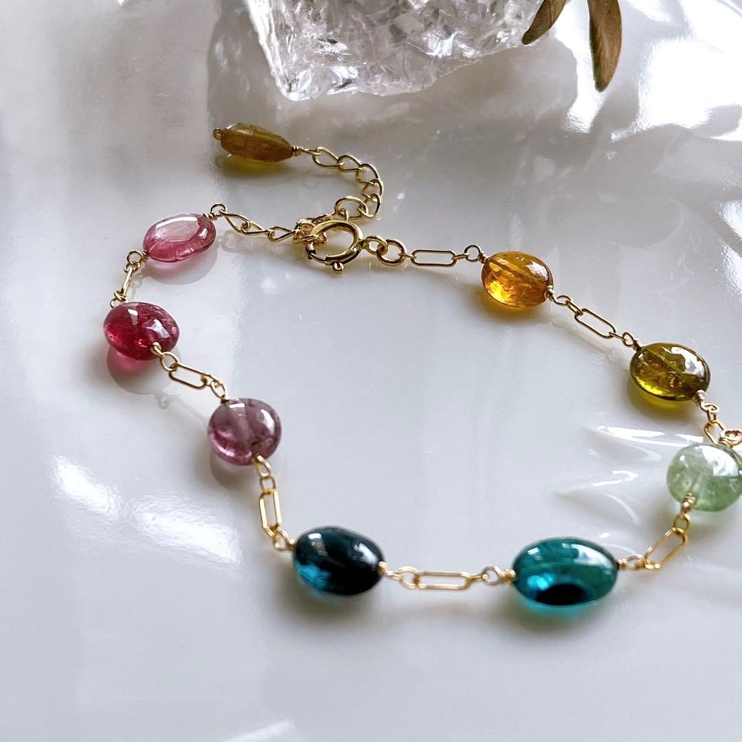 Kaya◆マルチカラートルマリンブレスレット✧14kgf