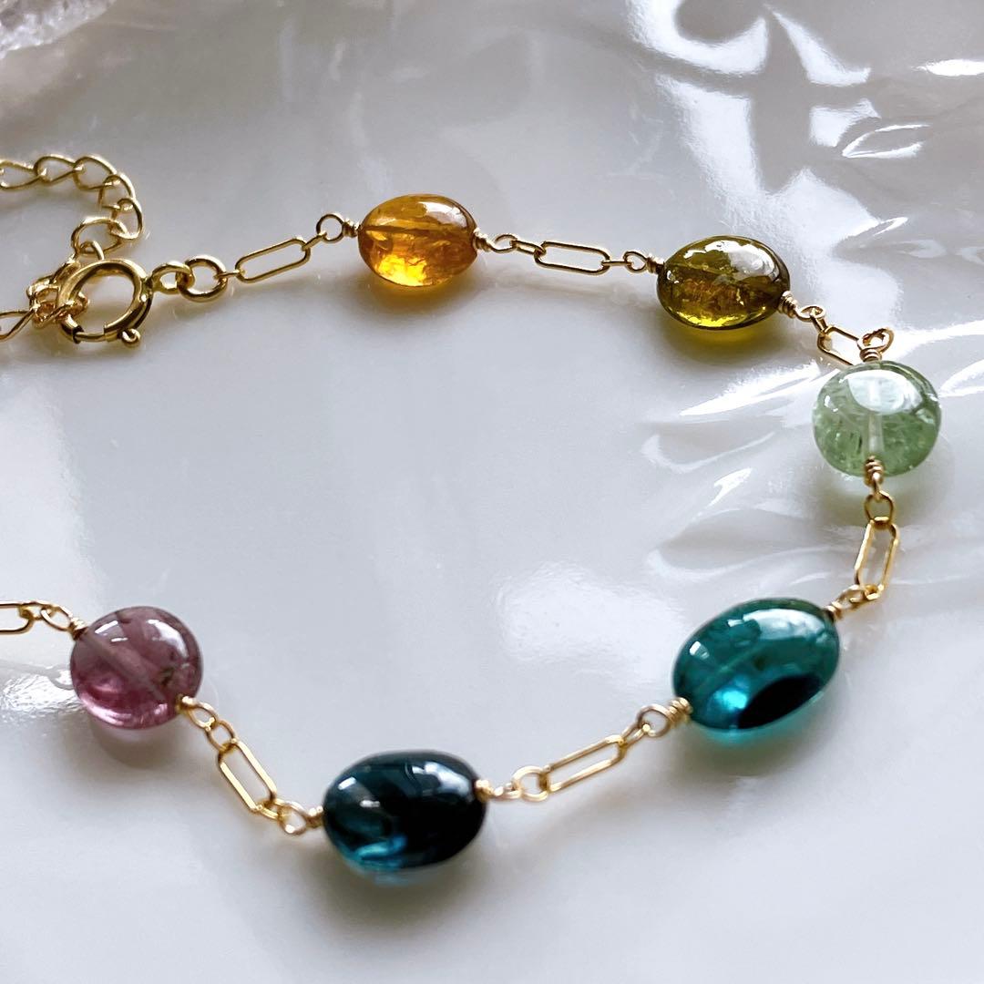 Kaya◆マルチカラートルマリンブレスレット✧14kgf