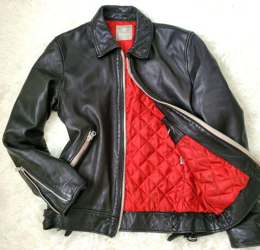 ⭐美品⭐ナノ・ユニバース　ラムレザー　シングルライダース　キルティング　中綿