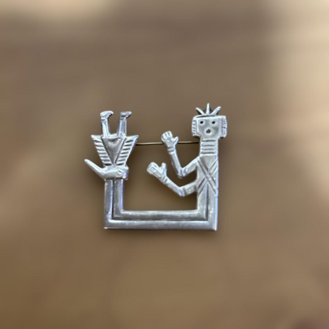 ヴィンテージ　ナバホ族　シルバー 　ピン ブローチ　ネイティブアメリカン