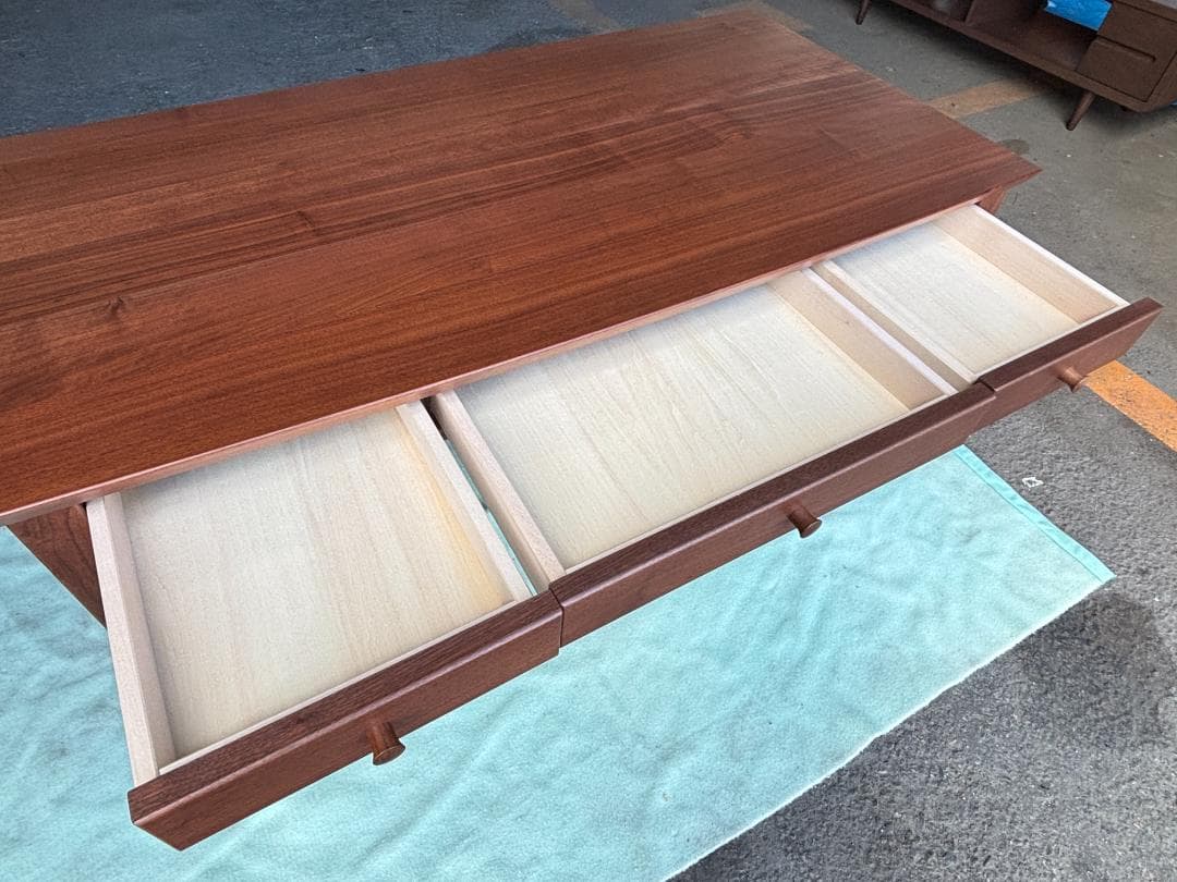 手渡し可 高級家具 旭川家具 北匠工房 チュラン デスク ブラウン 美品