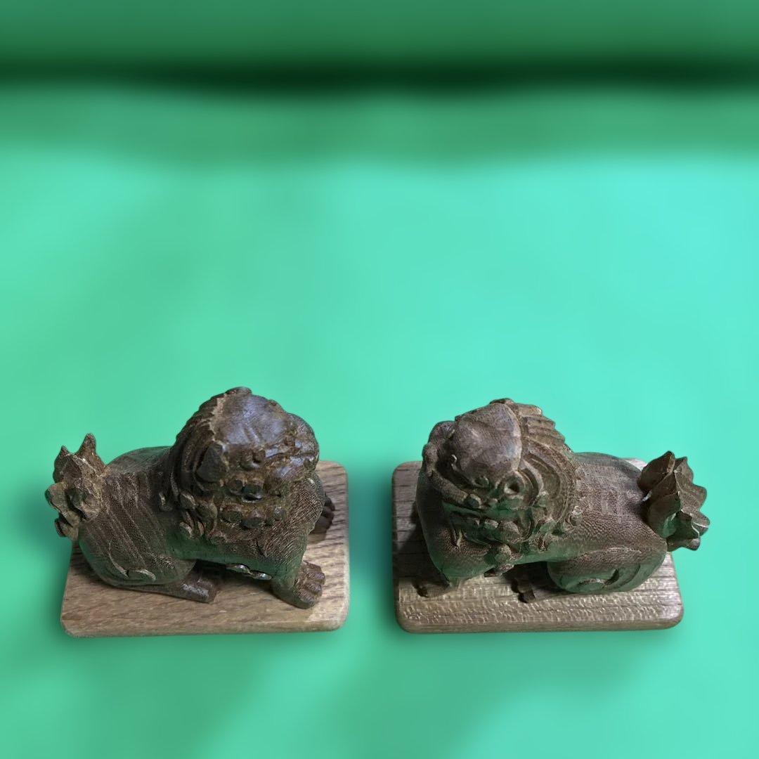 ⑧ 狛犬　彫り物（けやき材）木製　左右一対