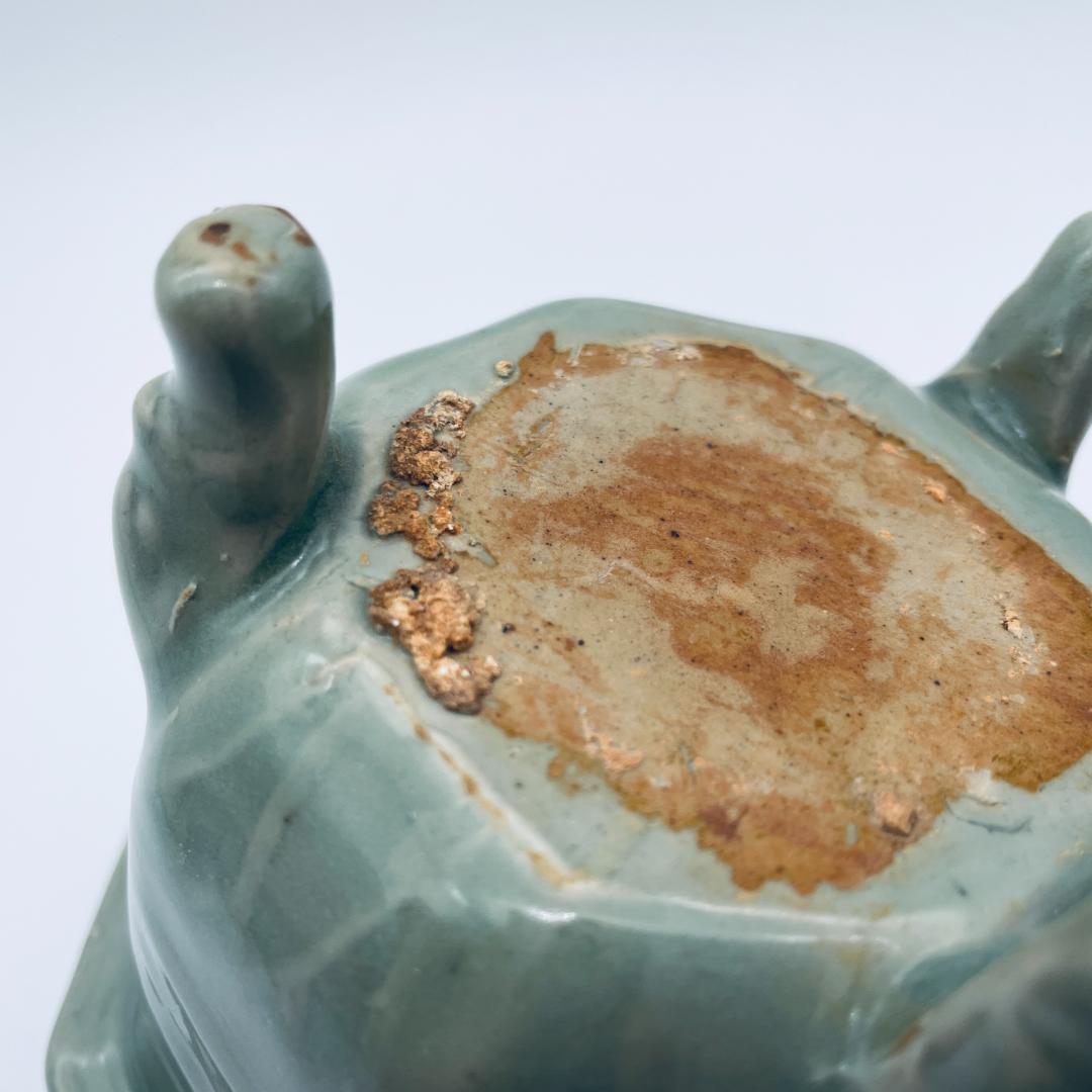 【高麗】青磁 双耳六角三足獣面 香炉 朝鮮美術 朝鮮古玩