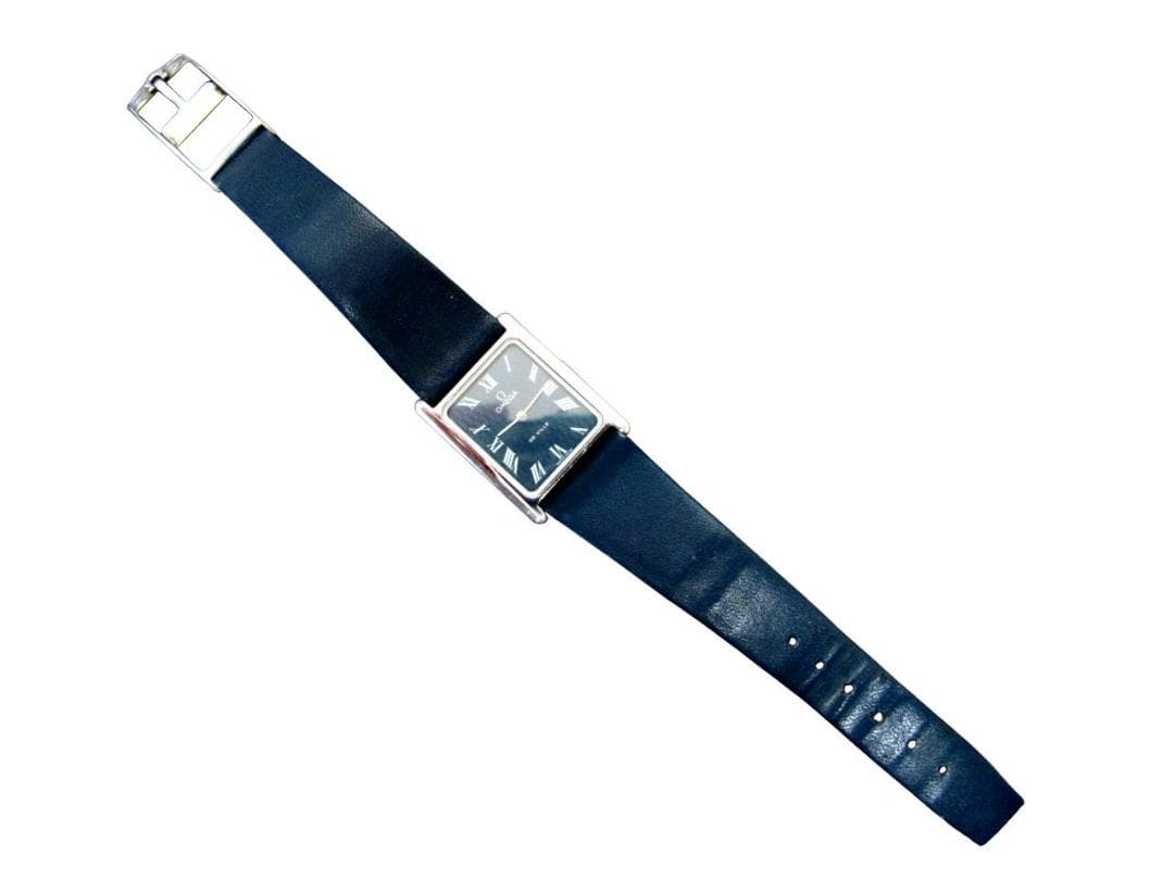 オメガ De Ville 手巻き 角型 メンズ 腕時計 紺文字盤 純正ベルト尾錠