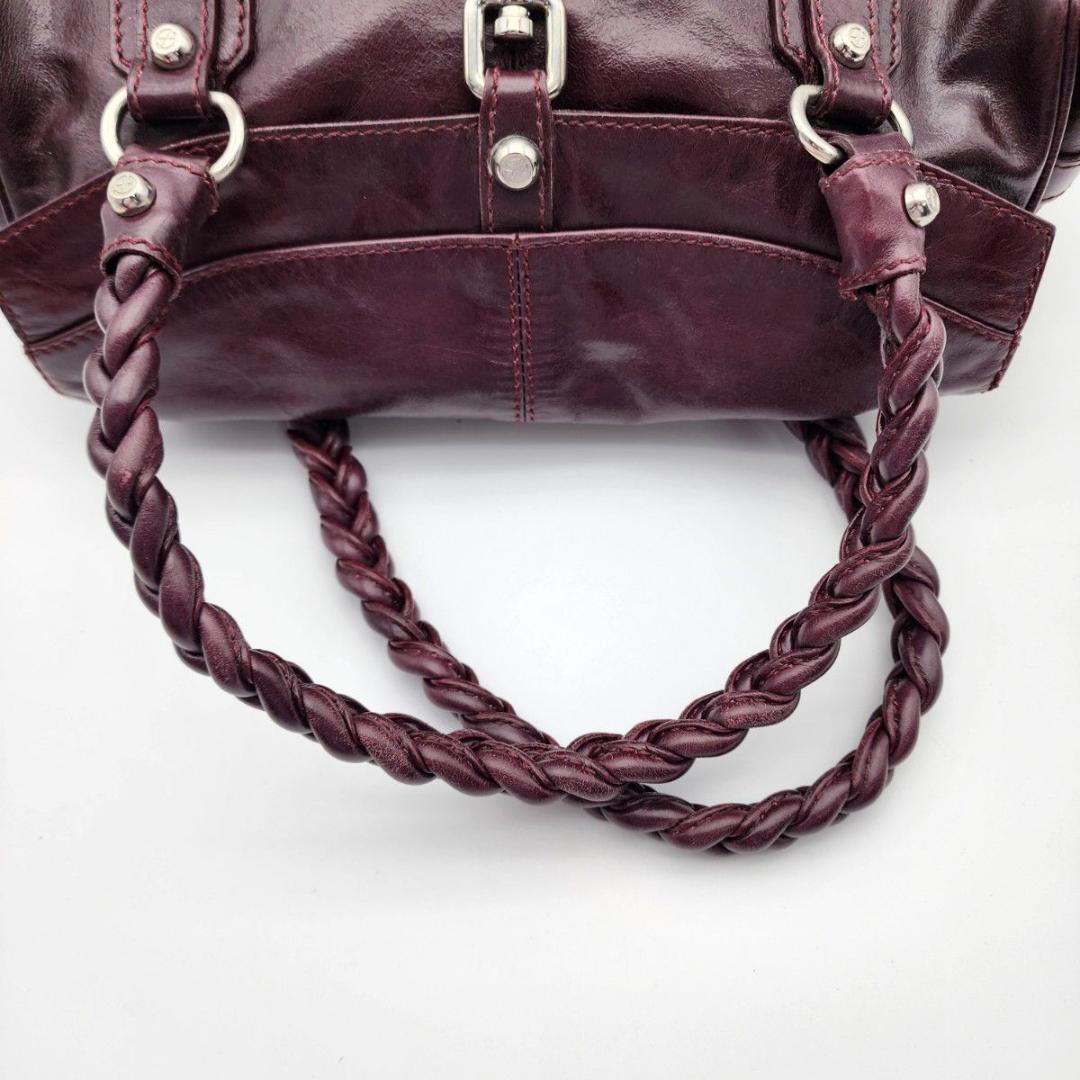 フランチェスコビアジア ショルダーバッグ 編み込みハンドル レザー レッド