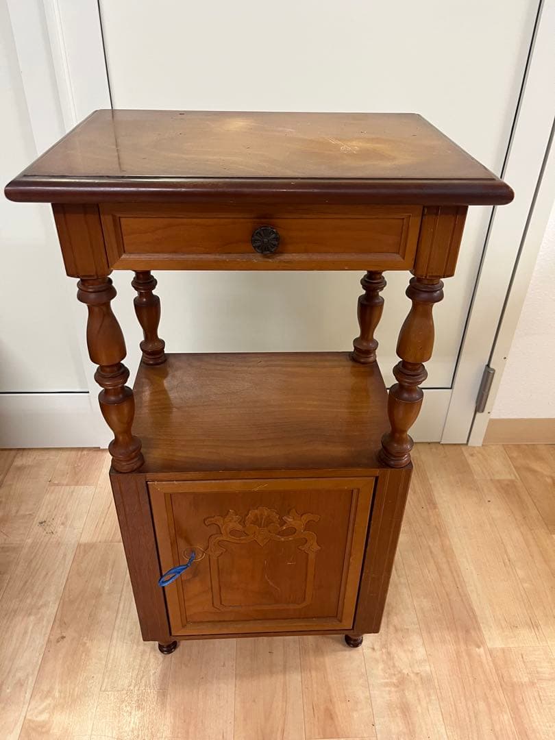 【昭和レトロ】 木製コンソールテーブル コールキャビネット 電話台 花台