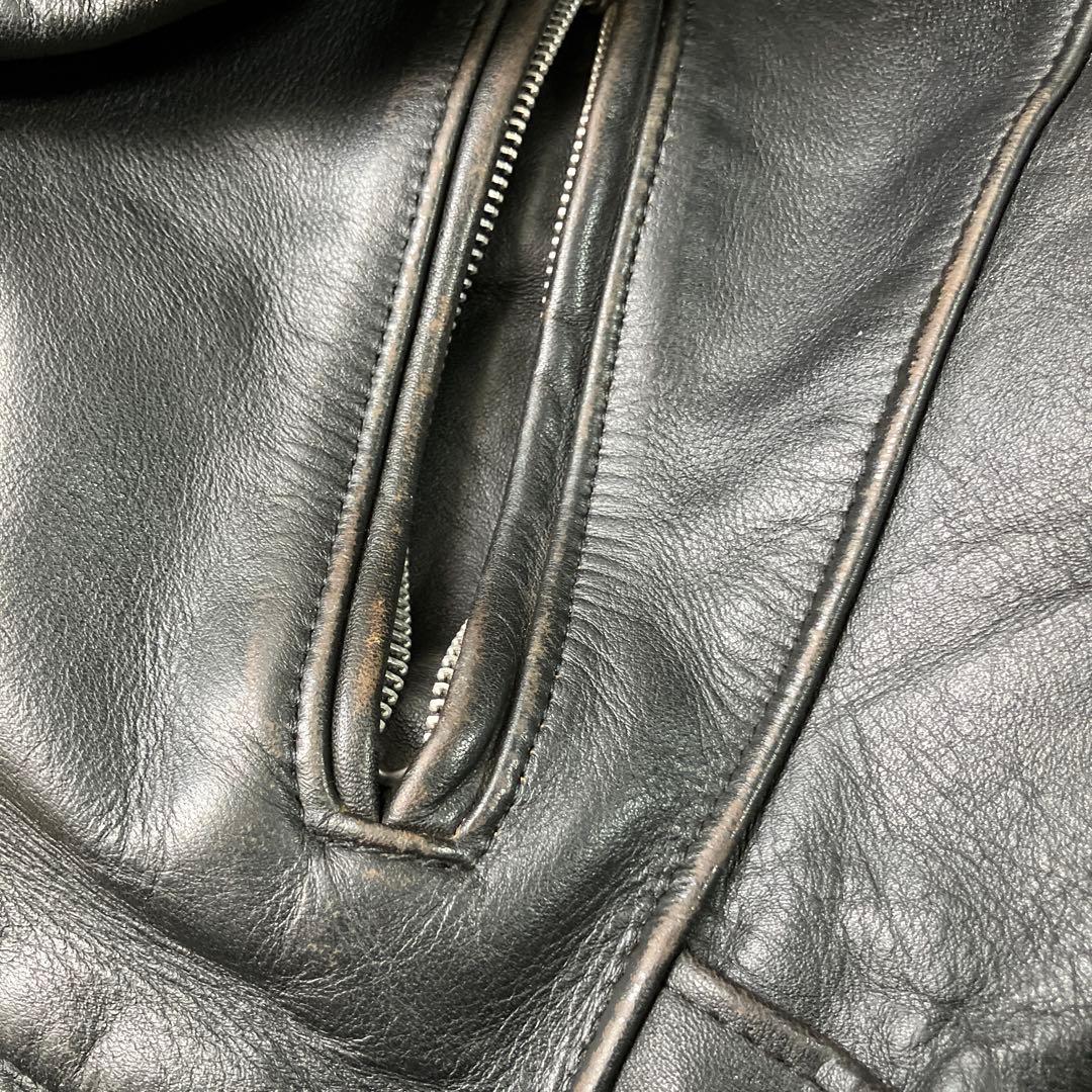 schott サイズ36茶芯 ブラックレザーシングルライダースジャケット