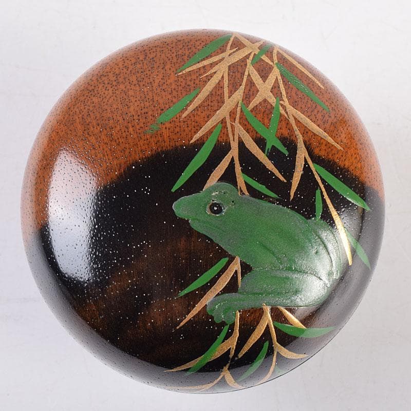 茶道具　中村宗悦作　柳に蛙蒔絵　丸香合　共箱　V　8431