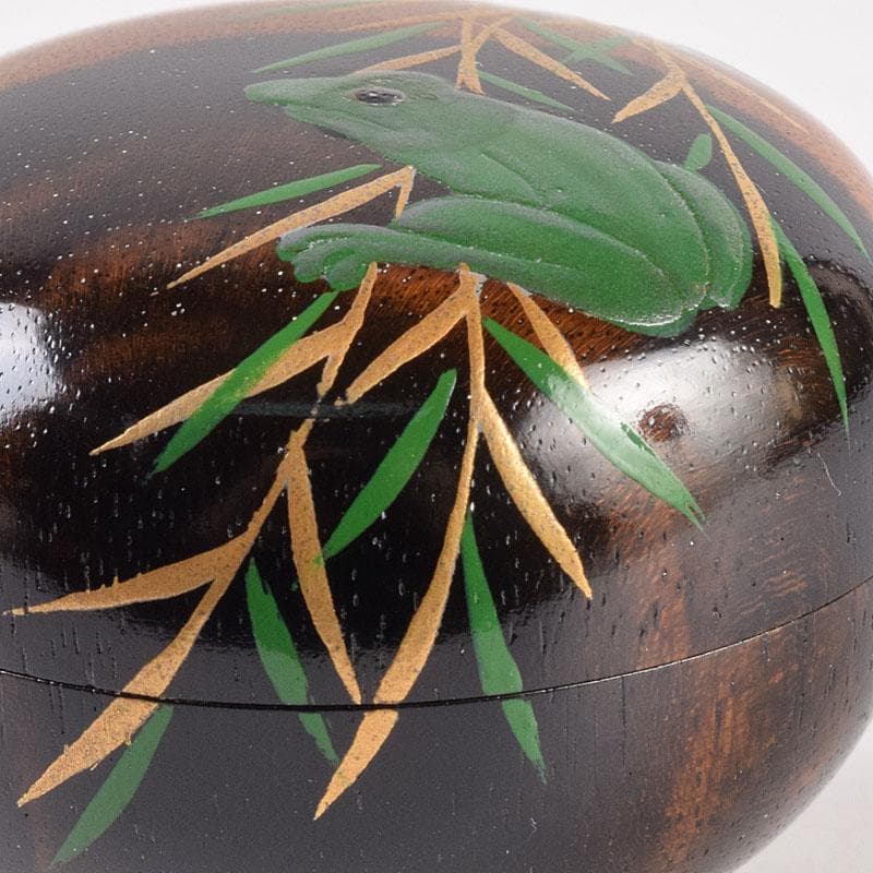 茶道具　中村宗悦作　柳に蛙蒔絵　丸香合　共箱　V　8431