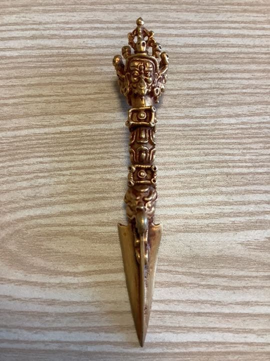 《 チベット密教　新品 》 プルパ　金メッキ　憤怒神　守護神　龍　s64: