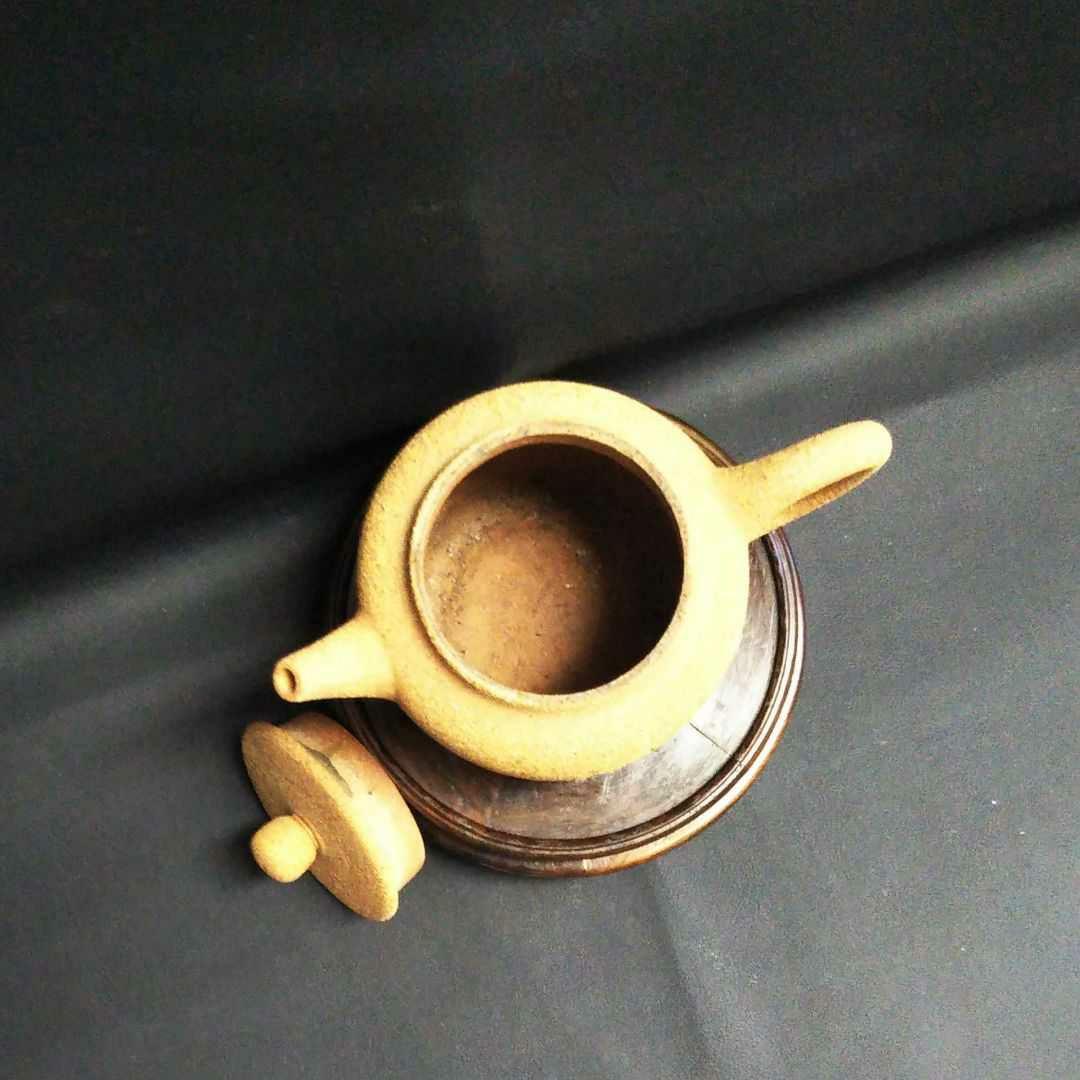 ※中国古美術/朱泥梨地詩文茶壺/(底款:王東石)【保存箱付】