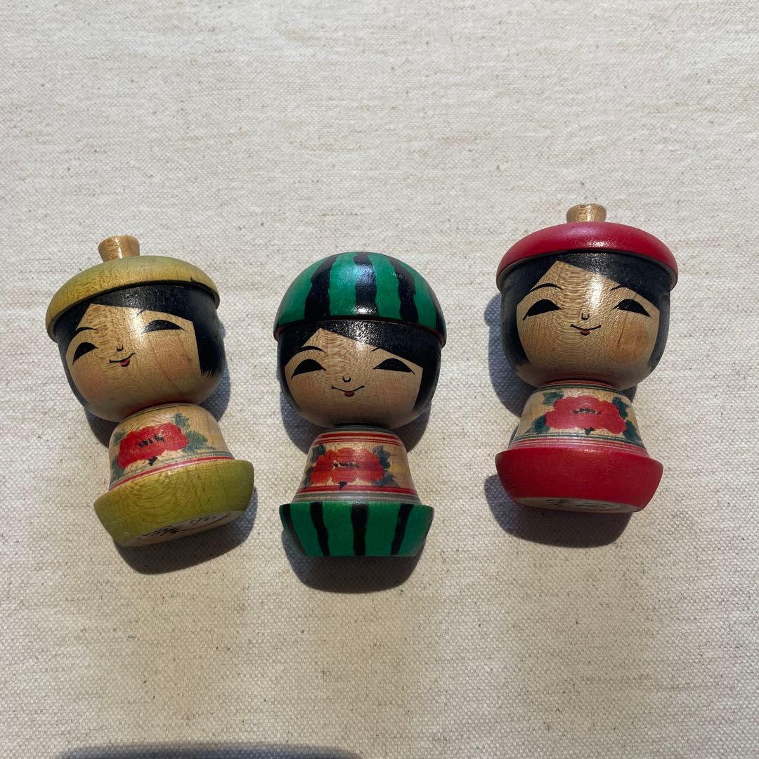 阿保正文工人　津軽系こけし3点セット