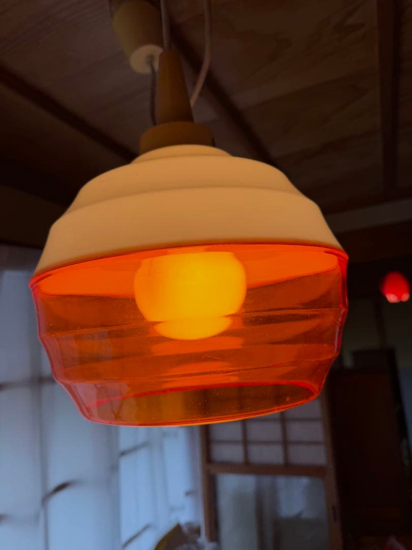 昭和レトロ　ペンダントライト　レトロポップ　ナショナル　当時物　ツートンカラー