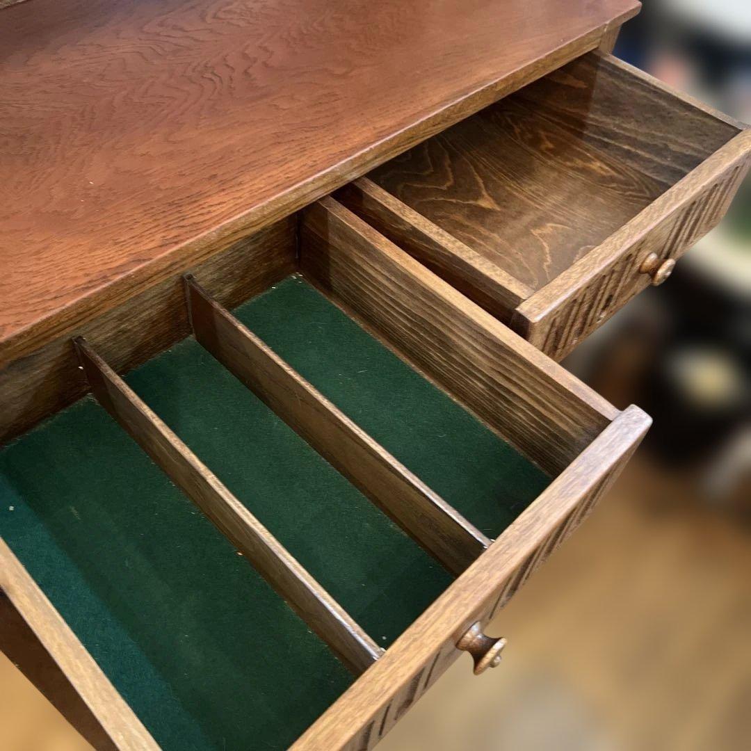 英国アンティーク木製キャビネット オープンシェルフ付き