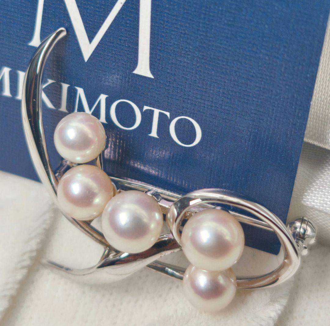 【ピーナッツバター】ミキモト ブローチ パール フォーマル 5珠