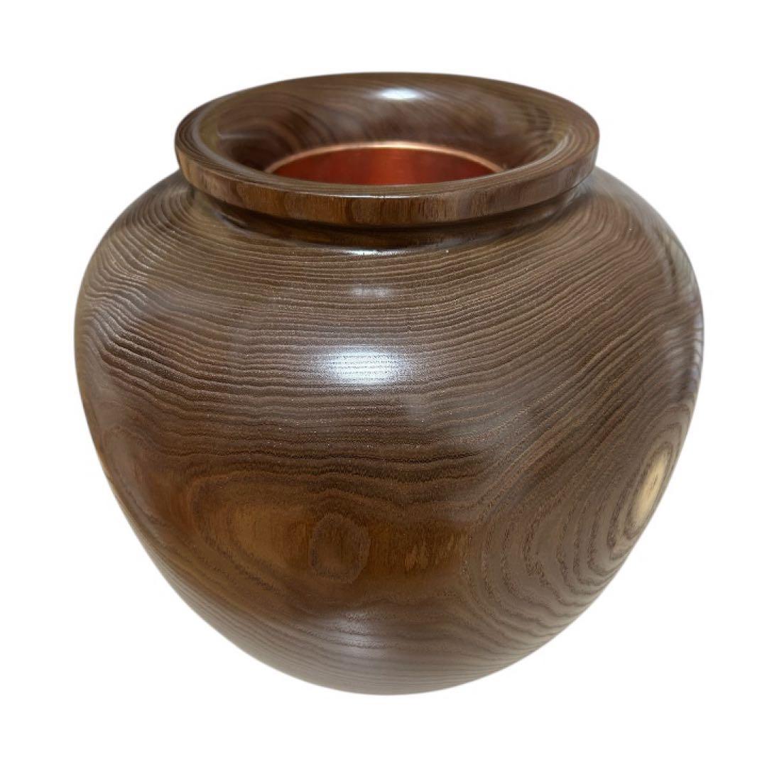 木製壺　花器　槐　エンジュ　置物　円館工芸舎　木製花瓶　工芸品