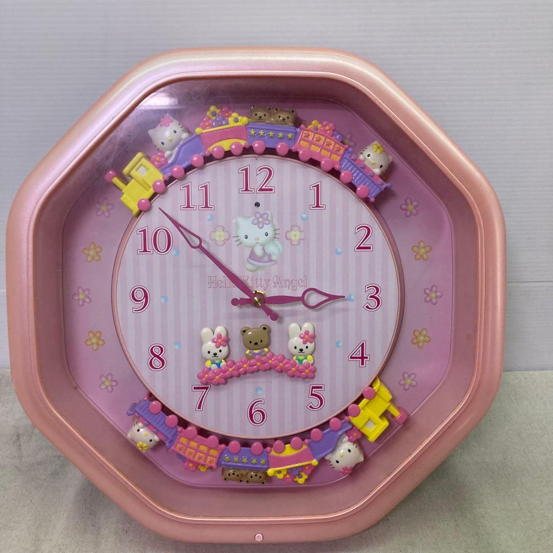 【動作確認済み★2000年製】ハローキティ　メロディ壁掛け時計　可動　サンリオ