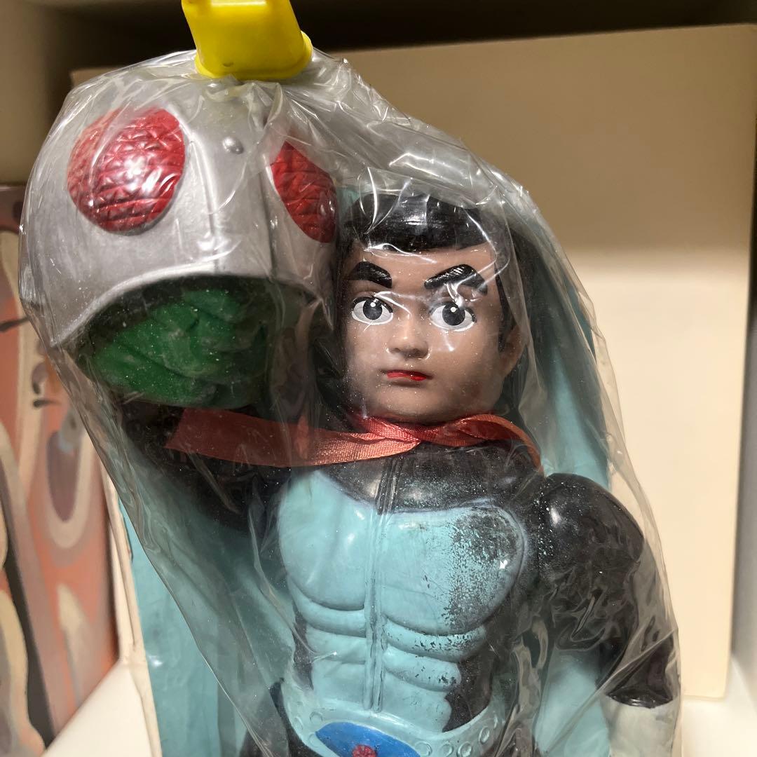 無版権 仮面ライダー キングサイズ 面取れ ポリ製 フィギュア 面はソフビ製