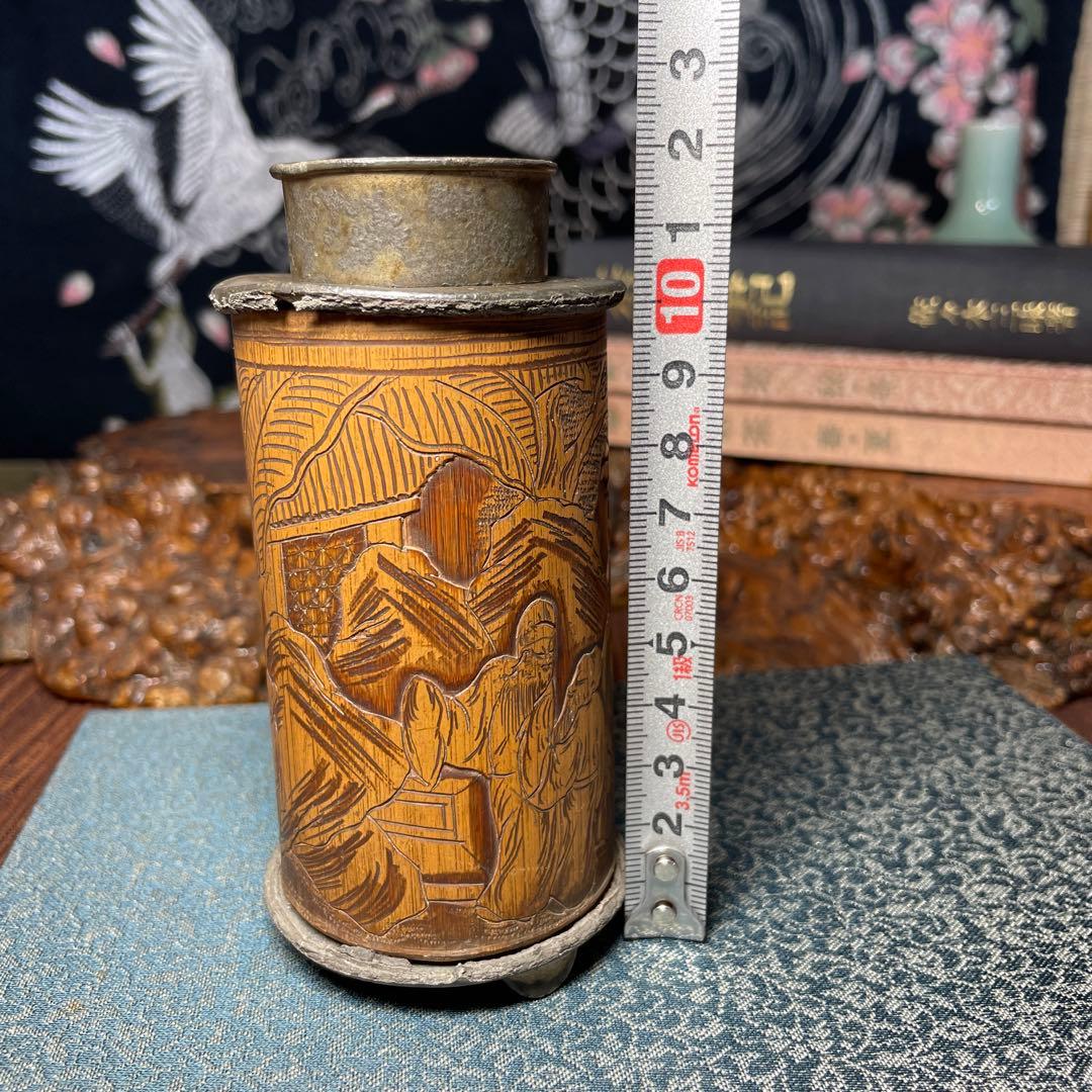 錫製 茶筒 中国古茶道具 古美術 茶葉保存容器