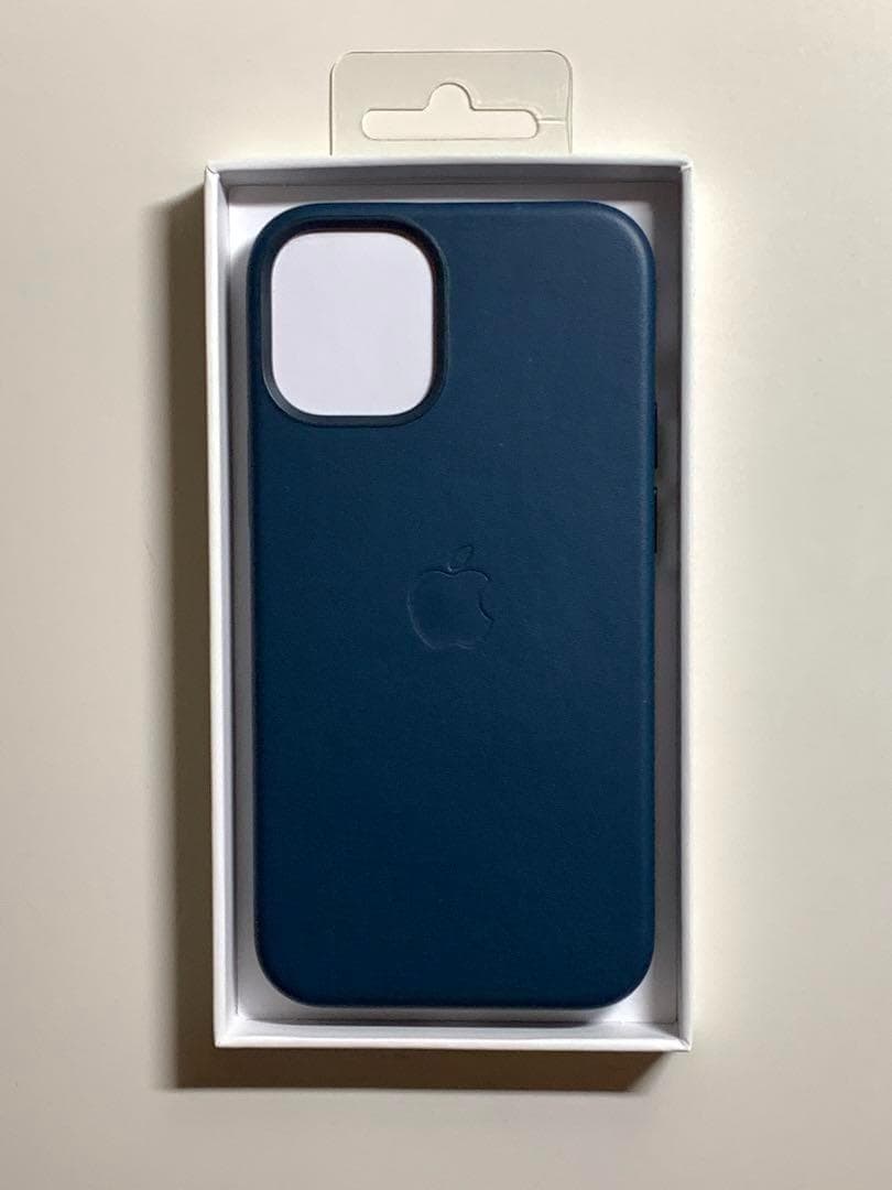 【新品】純正 iPhone 12 mini レザーケース・バルティックブルー①