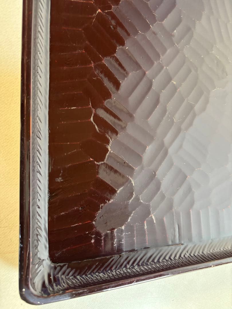 アンティーク　讃岐彫　古い松材のくり貫き角盆(四方盆)5枚セット　②