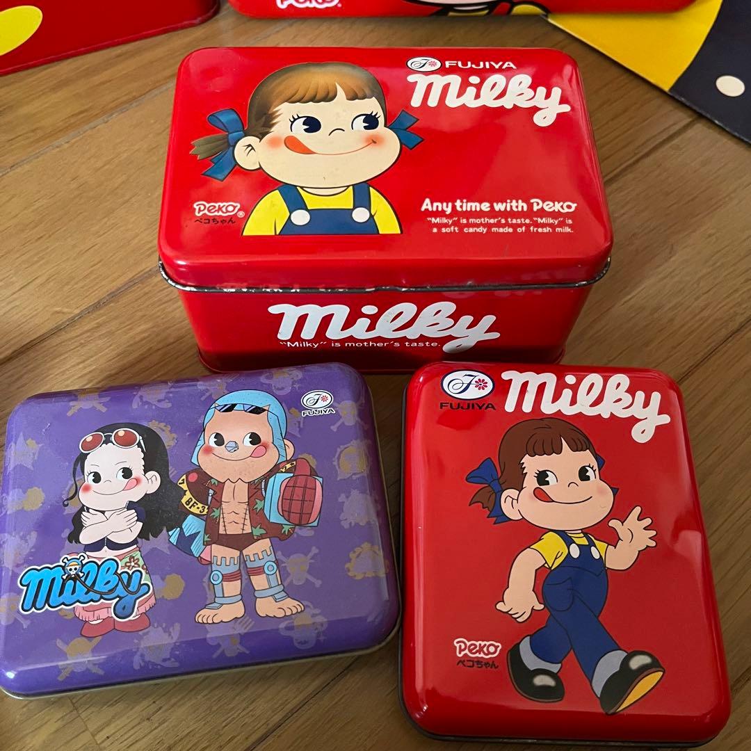 ペコちゃん　レトロ　ブリキ　空缶　紙袋　ポーチ