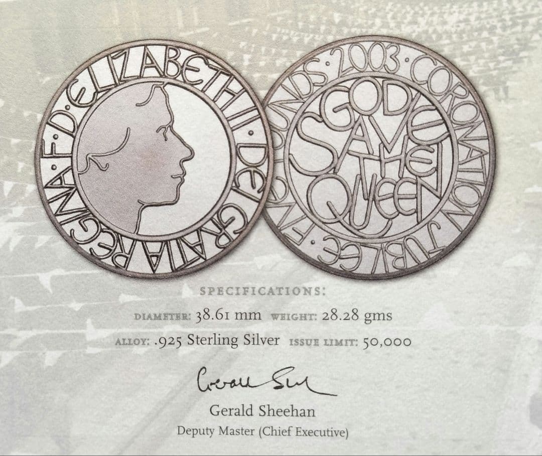 イギリス　５ポンドプルーフ銀貨（エリザベス2世戴冠50年記念）2003年