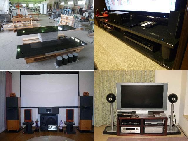 【ひでぢ】天然黒御影石 特注オーディオボード●300×300×50●2枚