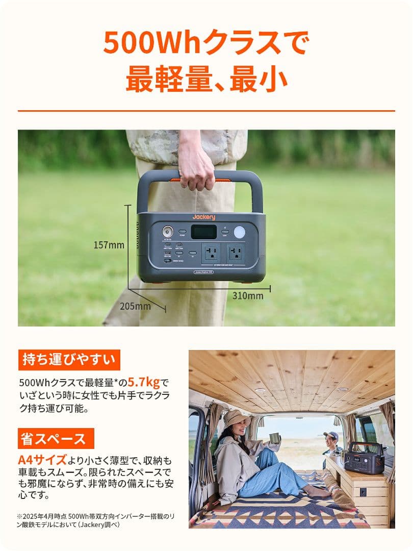 ✨️災害用に✨️Jackery ポータブル電源 500New 512Wh
