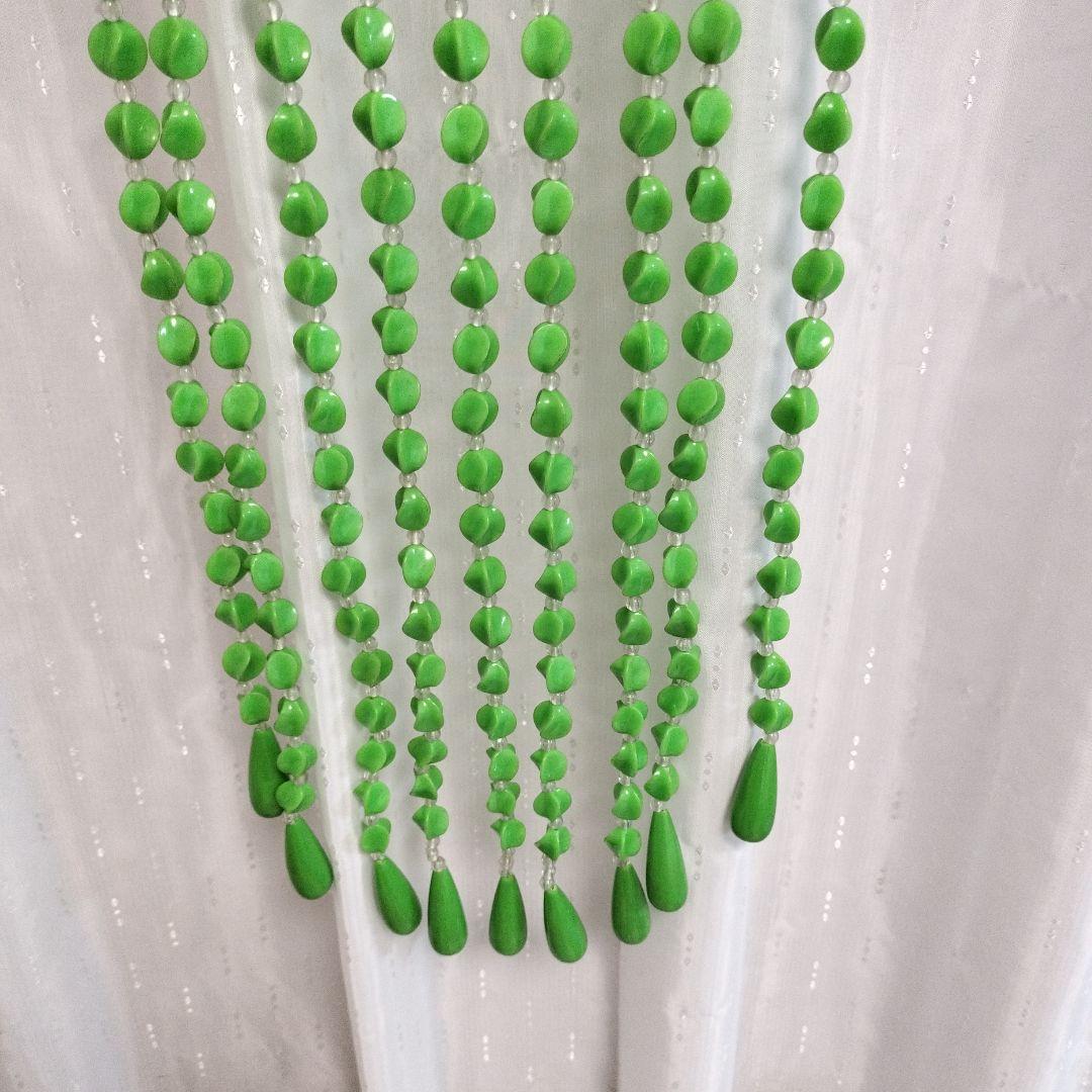 昭和レトロ ナルサ ビーズ珠のれん グリーン 緑