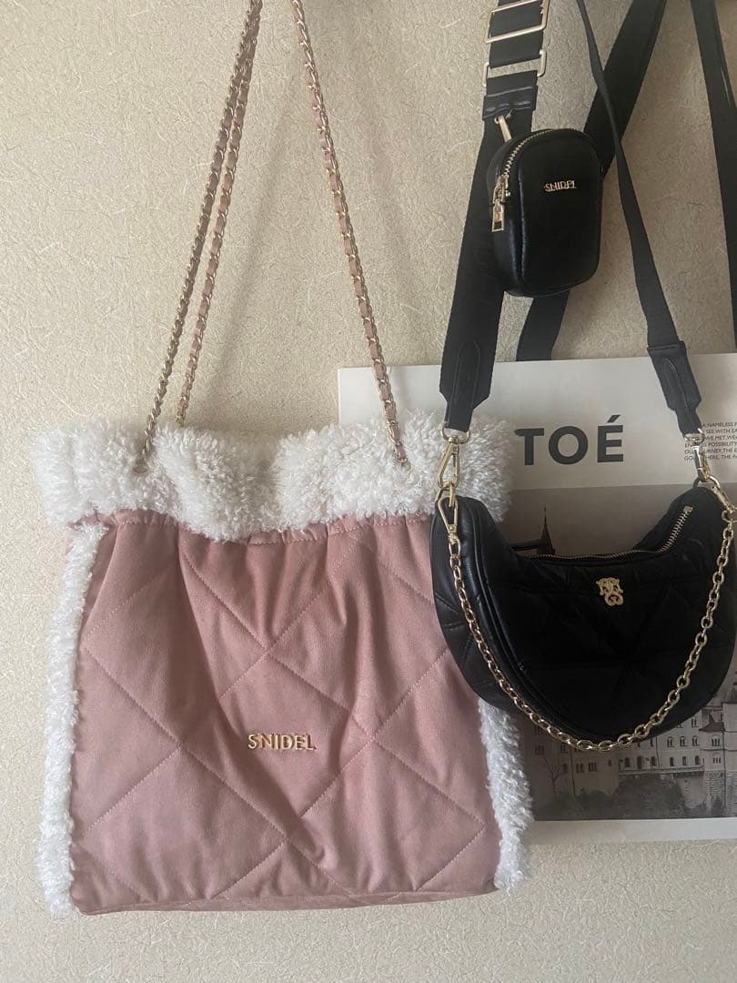 SNIDEL キルティング バッグ　ピンク　黒
