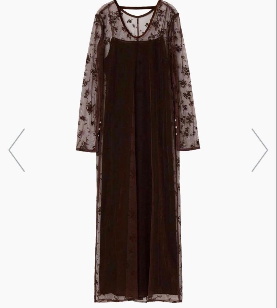 【美品】kaene フロッキーベロア2wayドレス　ダークブラウン　36