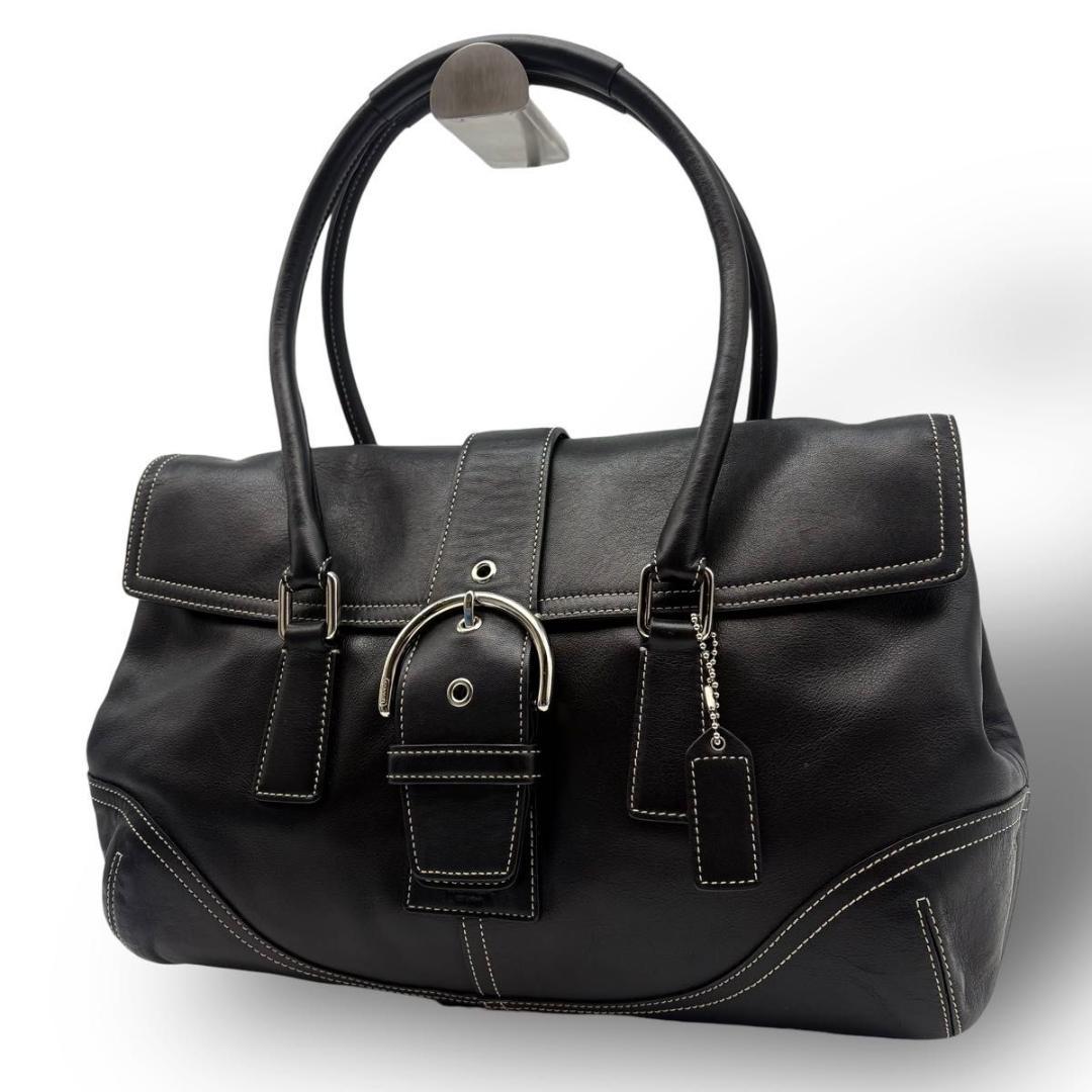 極美品 COACH コーチ ハンドバッグ　ソーホー レザー ブラック ベルト