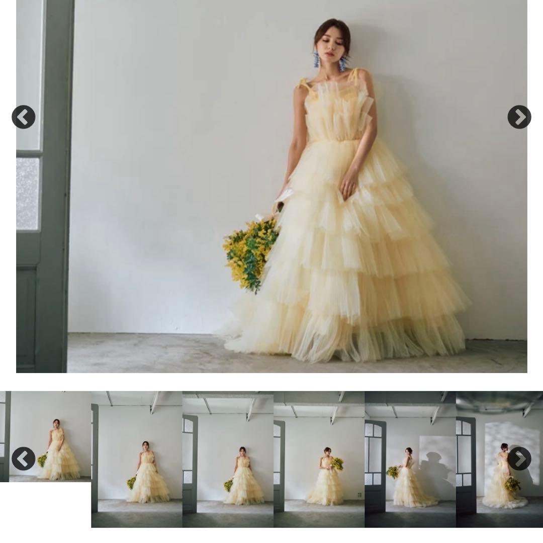 H　【肩紐無し大人デザイン】リボンショルダー フリルドレス（N02）