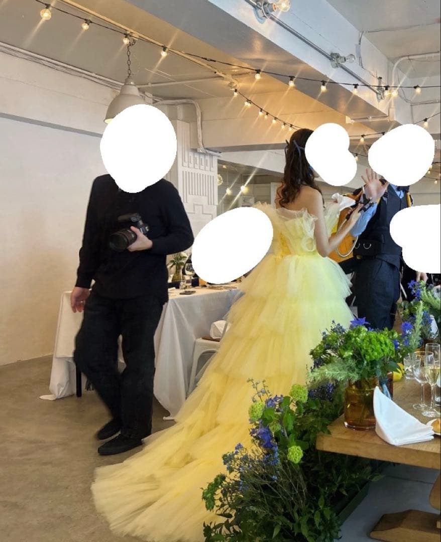 H　【肩紐無し大人デザイン】リボンショルダー フリルドレス（N02）