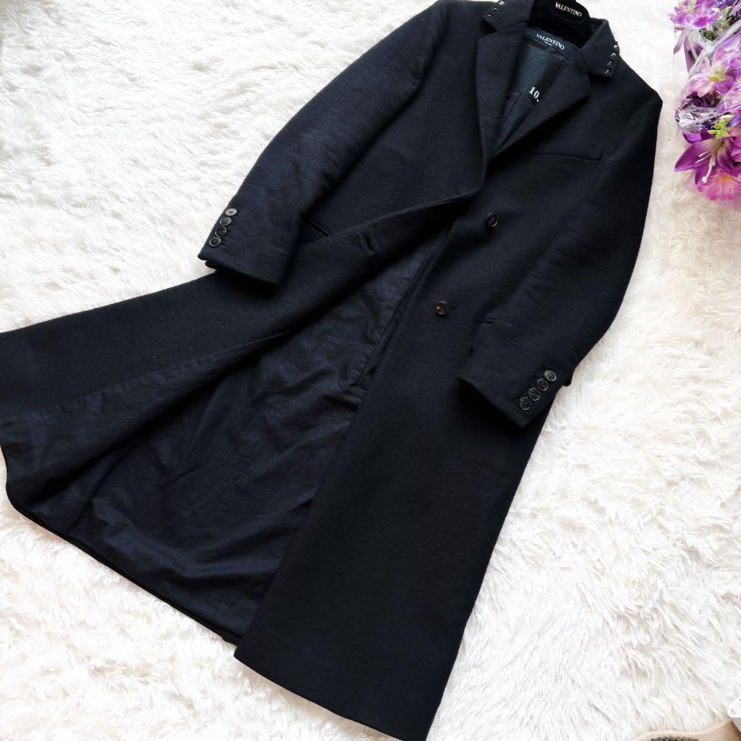 美品　VALENTINOヴァレンティノ スタッズ ロングコート ヴァージンウール