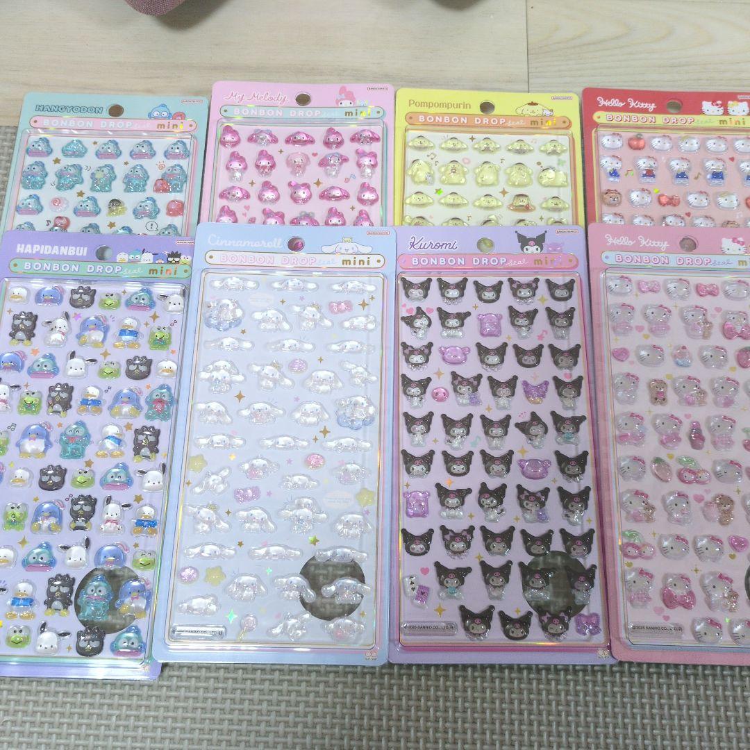 【正規品】最新作　サンリオ　ボンボンドロップシール　ミニ　8枚　コンプリート