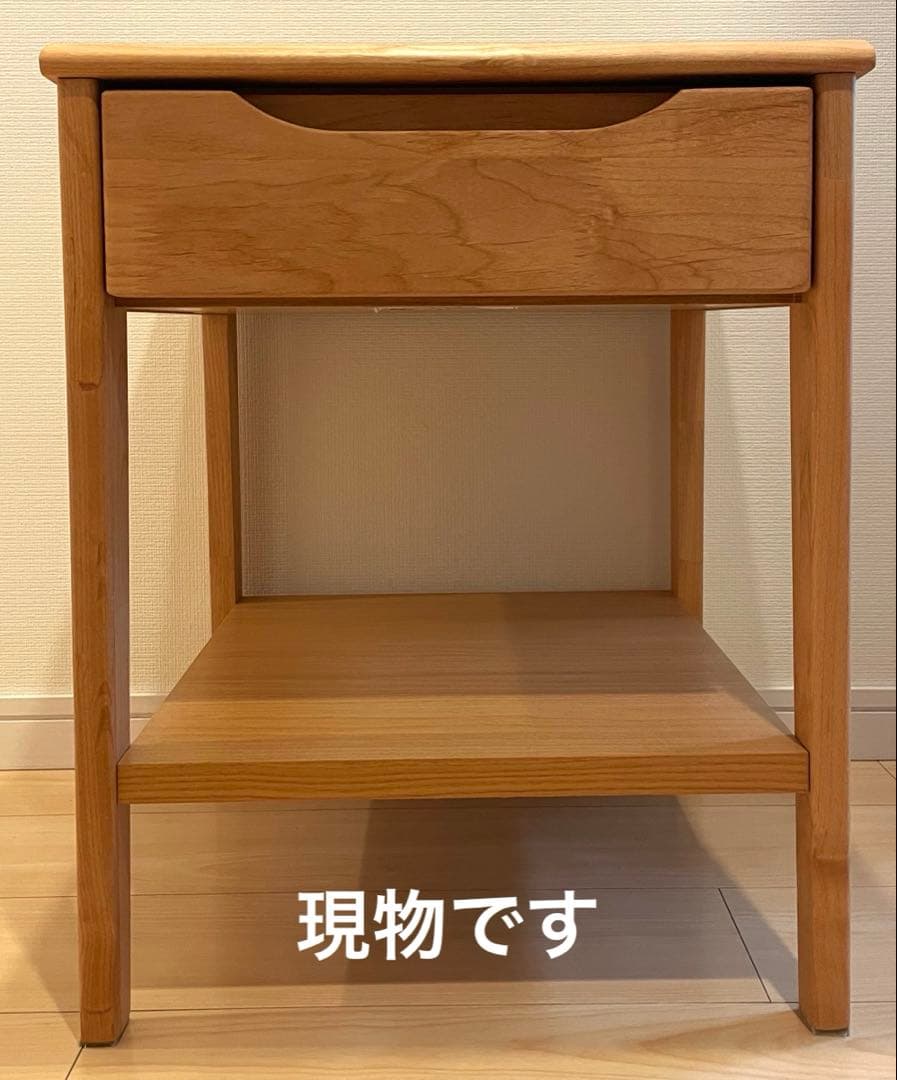 ササさま専用　ニトリアルナス LBR 木製シンプルサイドテーブル 引き出し付き