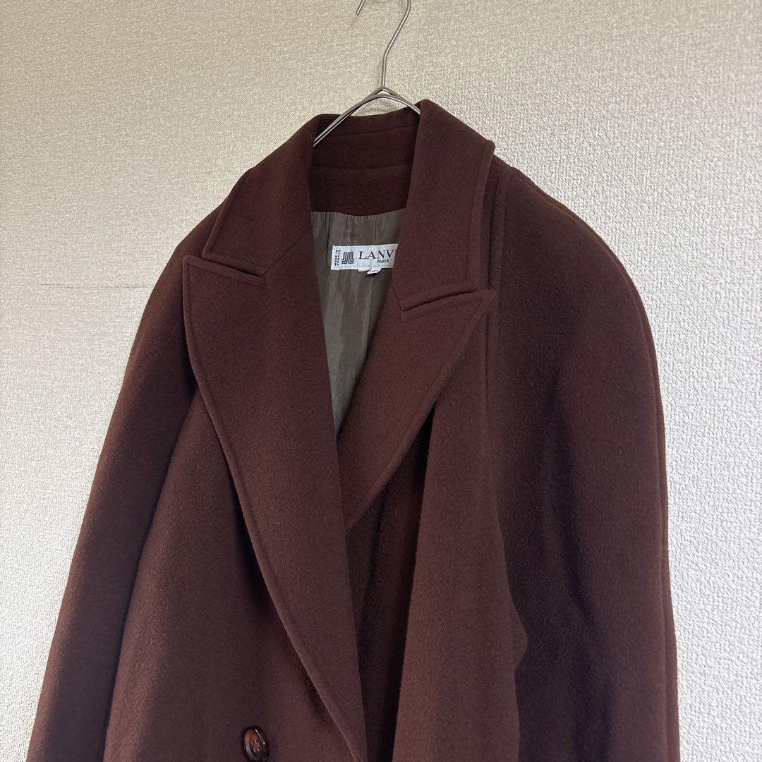 LANVIN 80s ヴィンテージ　ウールロングコート　フランス製　茶色