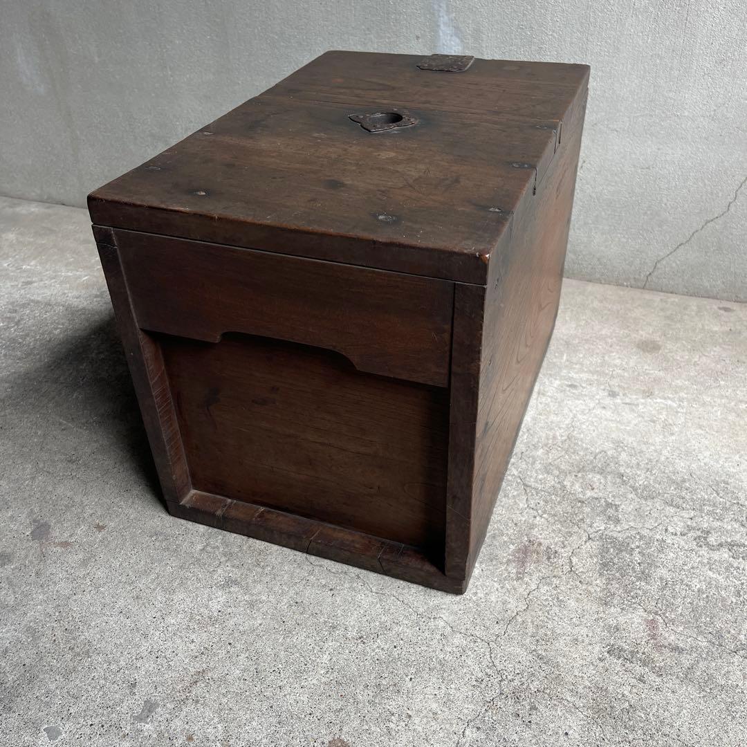 銭箱 銭函 小引出 時代金具 日本製 江戸時代 明治時代 古道具 欅