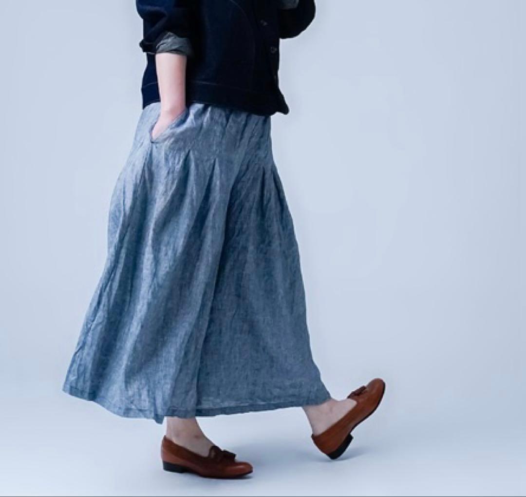 赤*犬様 ★オークション中★wafu.リネンシャンブレー 袴パンツ