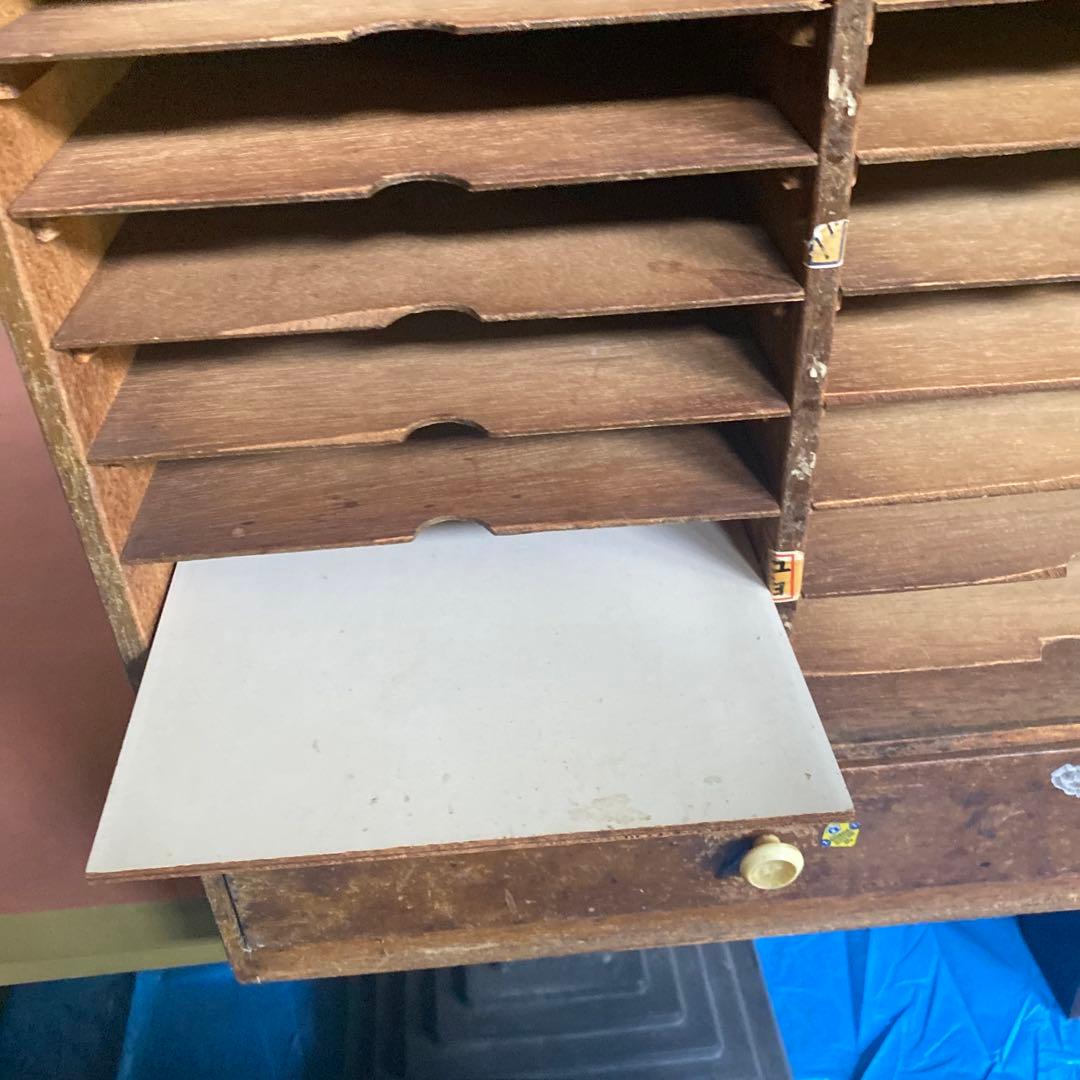 昭和レトロ　カルテ棚　木製 収納ラック 12段 引き出し付き