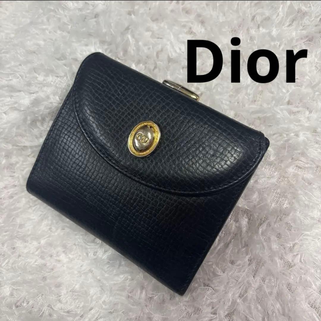 Dior 二つ折り財布 黒 レザー