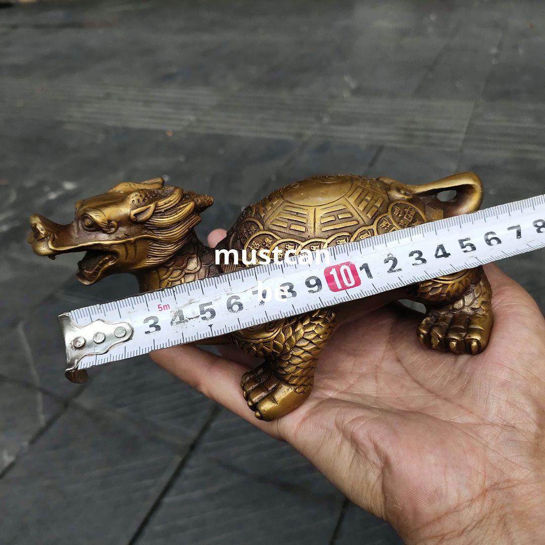 銅製 龍頭亀 八卦銅亀 応接間 書斎 茶室 執務室 開運 風水 辟邪 工芸品置物