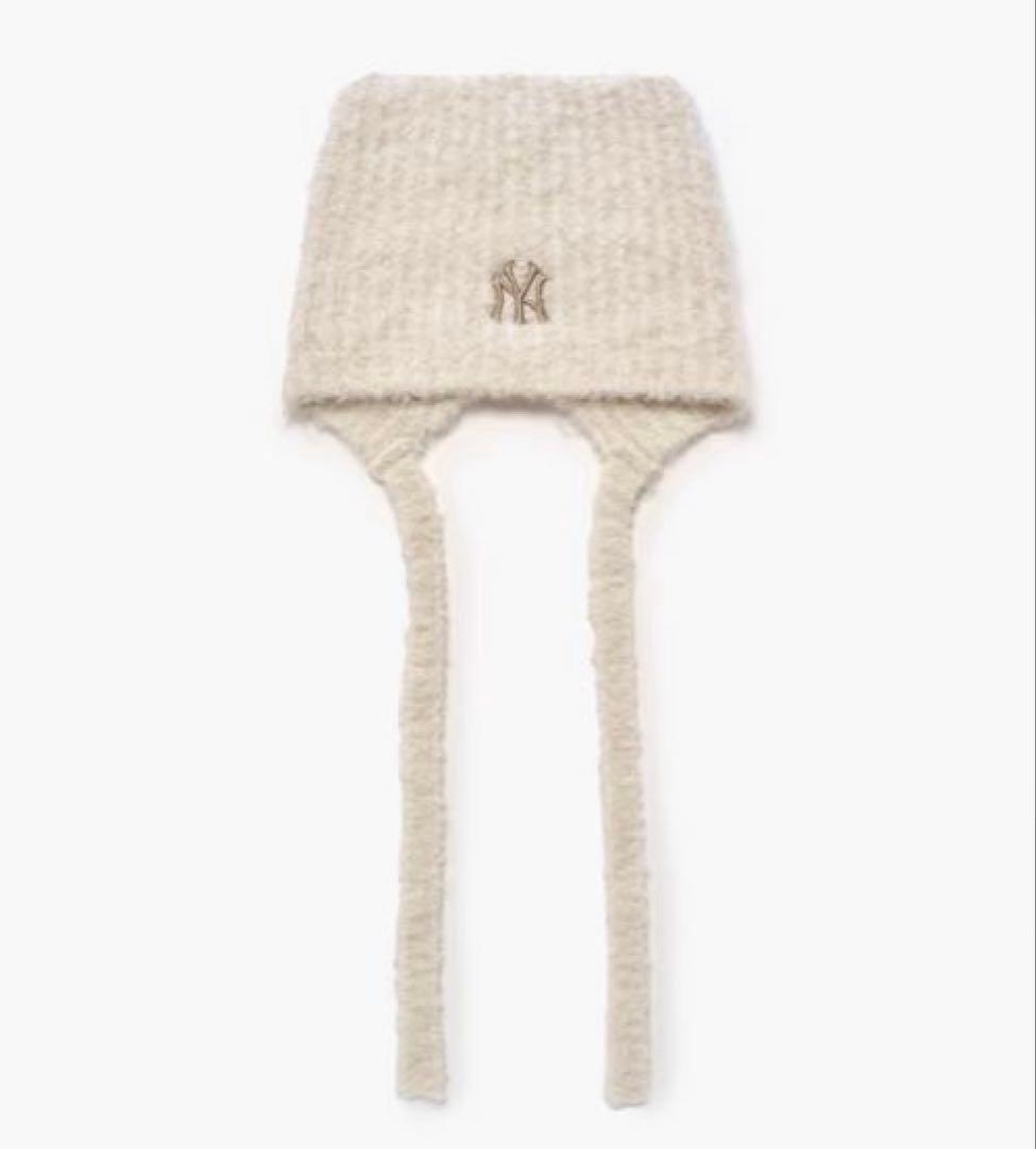 MLB Korea 猫耳 ミャオン ビーニー 紐付き 韓国限定 ホワイト