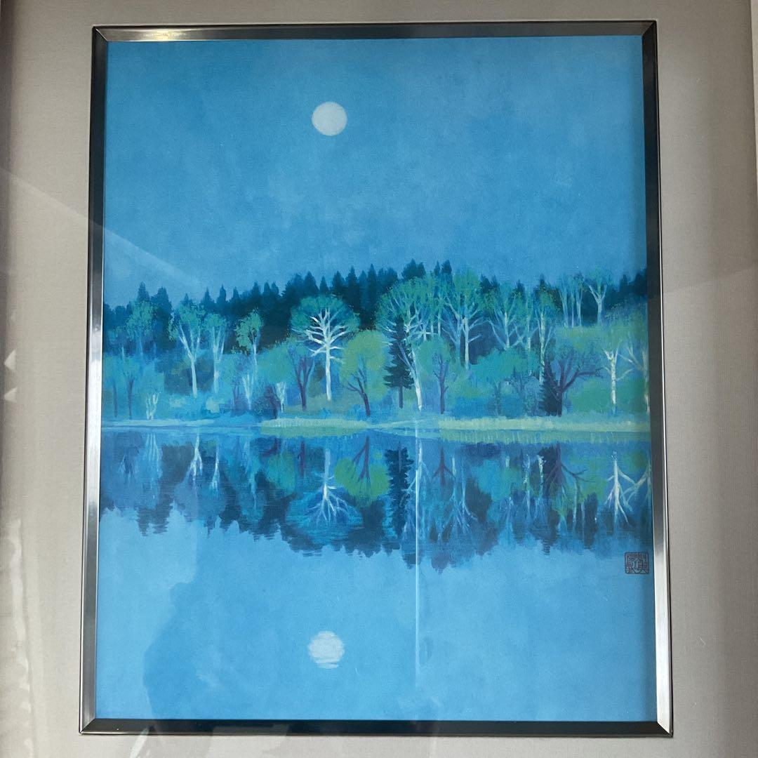 金魚用　東山魁夷「春宵」岩絵具方式複製画額装