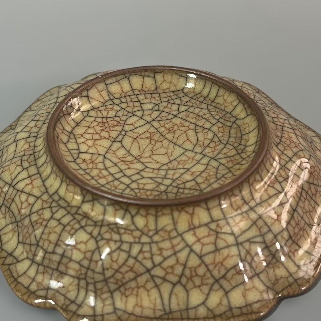 唐物 哥窯稜花盤 中国美術 古玩 SH22