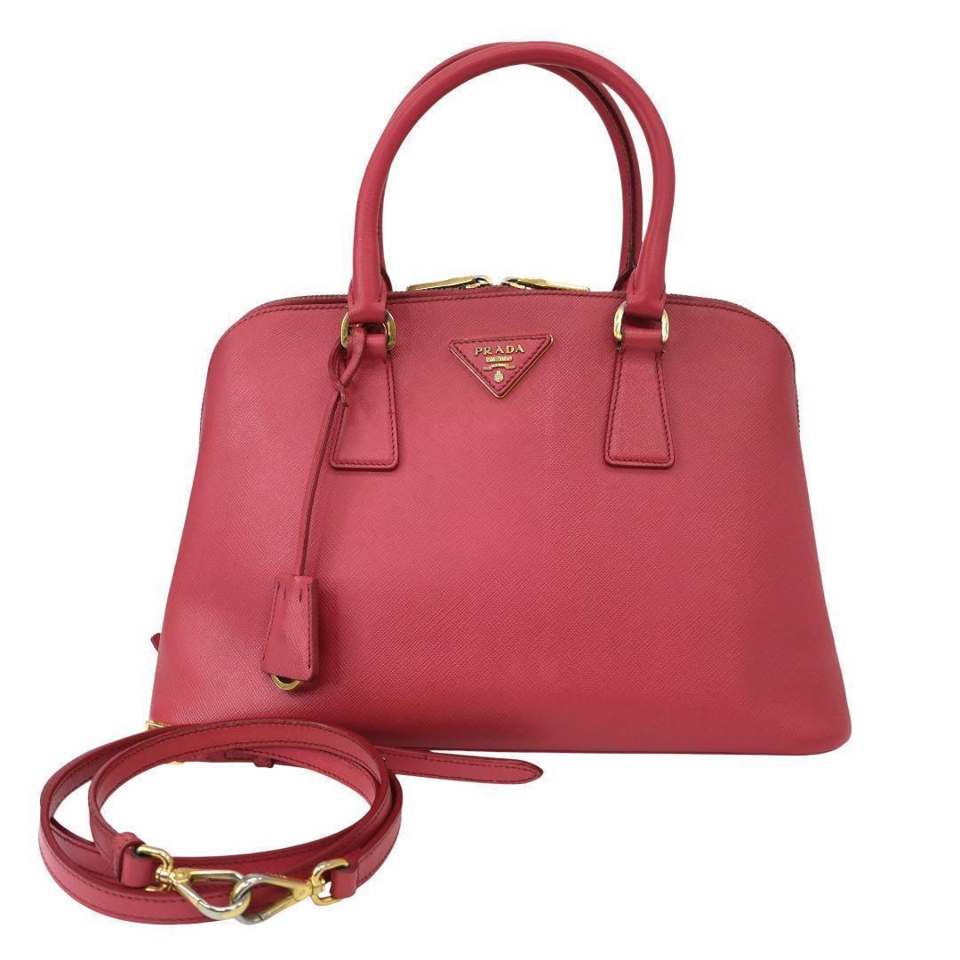 美品 PRADA プラダ 2way ハンドバッグ サフィアーノ レザー ピンク