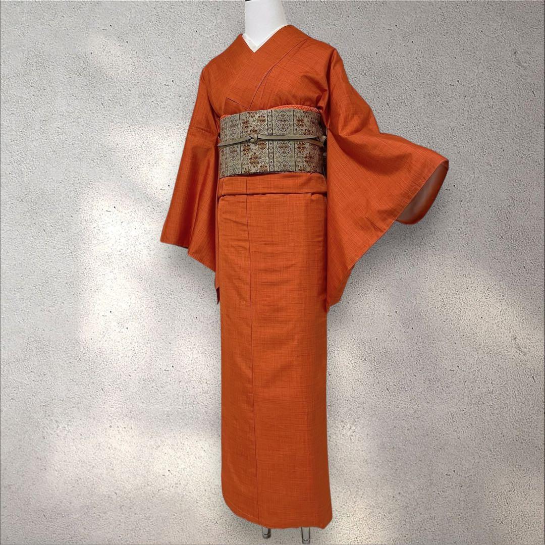 sy258 正絹 色紬 結城紬 ４点フルセット 身丈157裄丈66