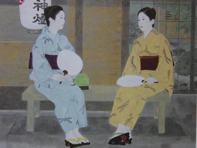 堀泰明、祭囃子、希少な画集より、新品高級額装付、状態良好